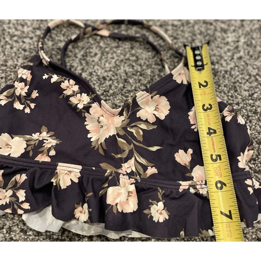 Girls O'Neill Swim Top Bralette Swimsuit Size 7 Youth Floral Ruffles